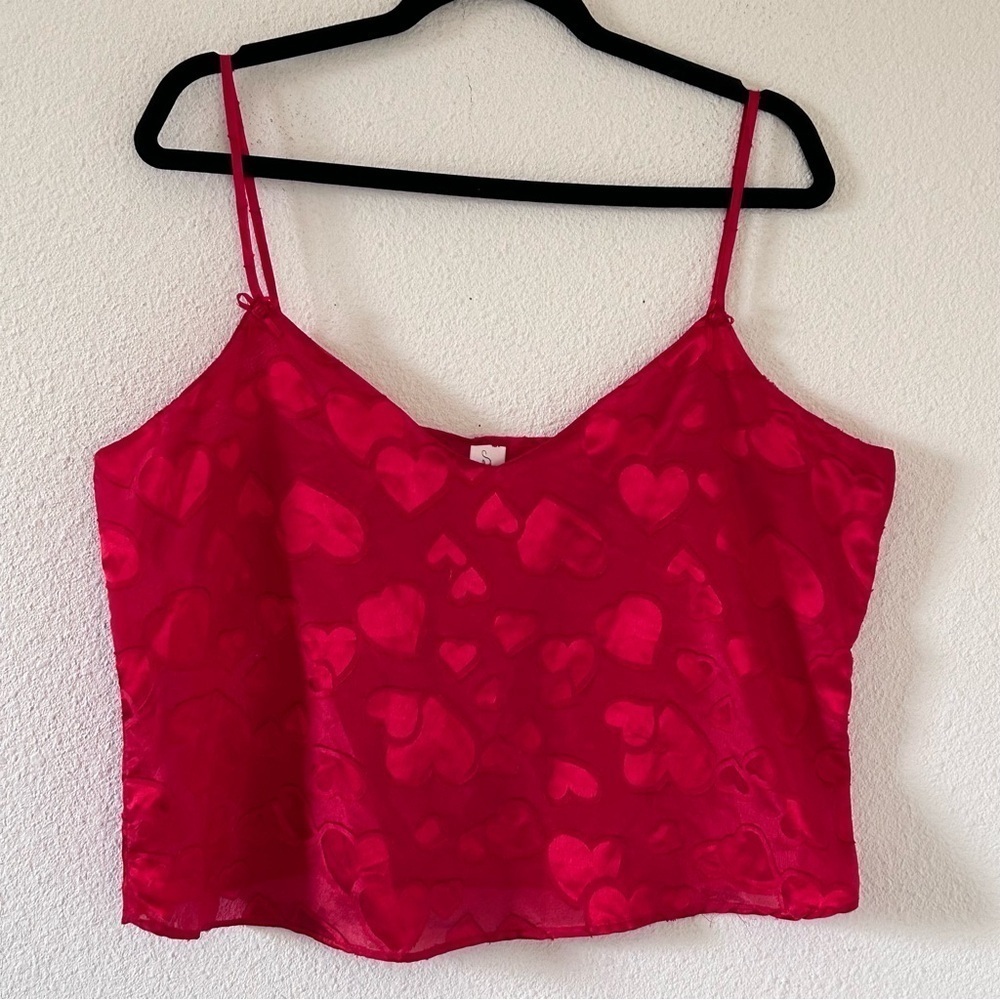 Secret Treasures Women’s Slip Cami XL Red Hearts Intimate Date Sexy Feminine